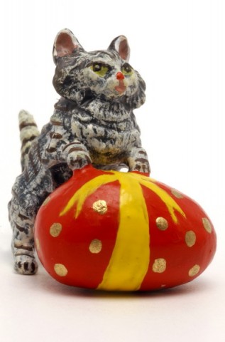 Vienna Bronze Cat with Easter Egg