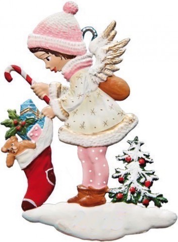 Angel with Stocking Wilhelm Schweizer Christmas Pewter