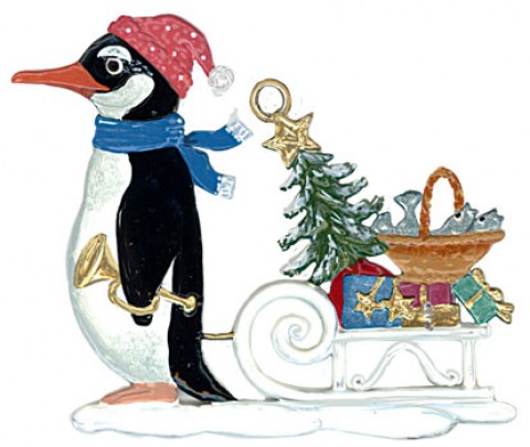 Wilhelm Schweizer Christmas Pewter Penguin with Sled 