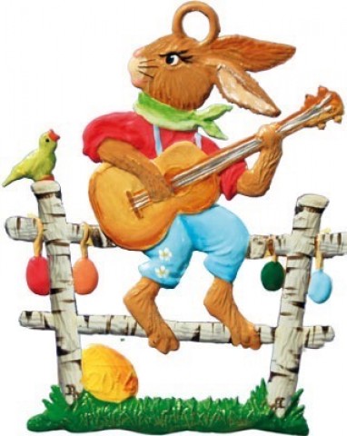 Wilhelm Schweizer Easter Ostern Pewter Bunny Playing Guitar Ornament
