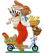 Wilhelm Schweizer Easter Ostern Pewter Anno 2001 Bunny with Roller 