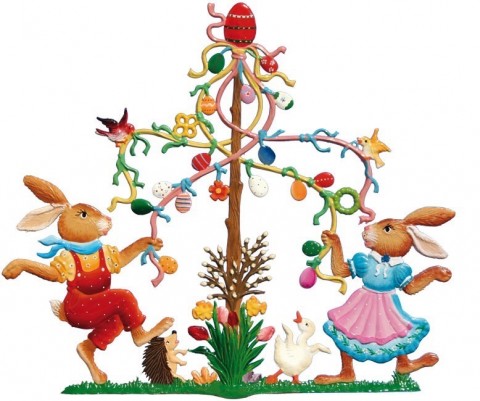 Wilhelm Schweizer Easter Oster Pewter 2017 Bunnies with Maypole - TEMPORARILY OUT OF STOCK