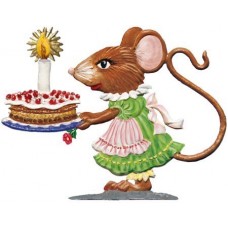 Wilhelm Schweizer Pewter Girl Mouse with Birthday Cake - TEMPORARILY OUT OF STOCK