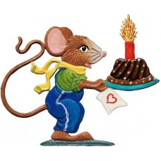 Wilhelm Schweizer Pewter Boy Mouse with Birthday Cake