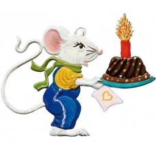 NEW - Wilhelm Schweizer Pewter Ornament Boy Mouse with Birthday Cake