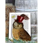 Owl with Top Hat FabFunky Book Print - TEMPORARILY OUT OF STOCK