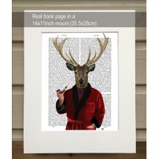 Deer in Smoking Jacket FabFunky Book Print - TEMPORARILY OUT OF STOCK