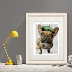 Brown French Bulldog with Green Hat FabFunky Book Print - TEMPORARILY OUT OF STOCK