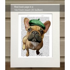 Brown French Bulldog with Green Hat FabFunky Book Print - TEMPORARILY OUT OF STOCK