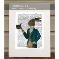 Hare in Turquoise Coat FabFunky Book Print - TEMPORARILY OUT OF STOCK
