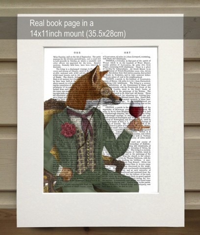 Wine Taster Fox Portrait FabFunky Book Print