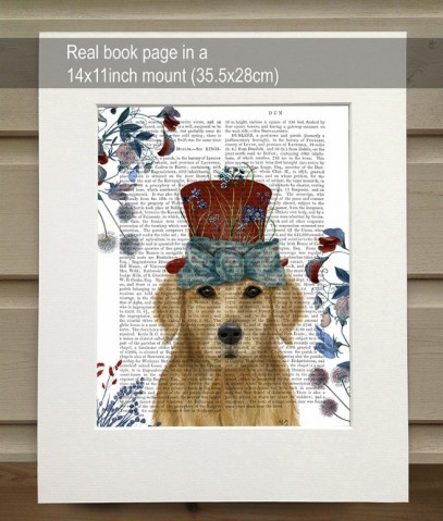 Milliners Dog Golden Retriever FabFunky Book Print - TEMPORARILY OUT OF STOCK
