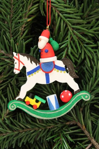 TEMPORARILY OUT OF STOCK - Christian Ulbricht German Ornament Santa on Rocking Horse