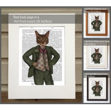 Cat in Tartan Waistcoat FabFunky Book Print - TEMPORARILY OUT OF STOCK