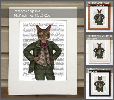 Cat in Tartan Waistcoat FabFunky Book Print - TEMPORARILY OUT OF STOCK