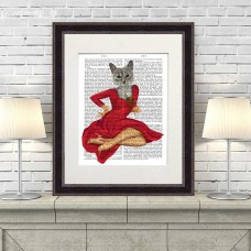 Grey Cat with White Rose FabFunky Book Print - TEMPORARILY OUT OF STOCK
