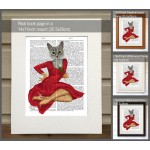 Grey Cat with White Rose FabFunky Book Print - TEMPORARILY OUT OF STOCK