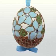 Christmas Easter Salzburg Hand Painted Easter Egg - Blue Flower Basket - TEMPORARILY OUT OF STOCK
