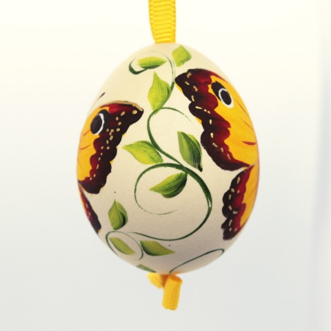 Christmas Easter Salzburg Hand Painted Easter Egg - Yellow Butterfly