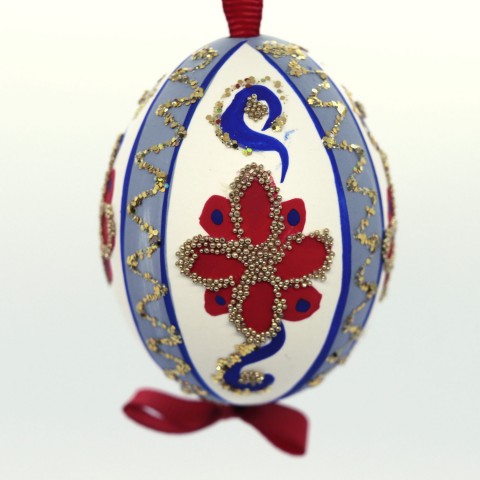 Christmas Easter Salzburg Hand Painted Easter Egg - Blue and Red Pattern - TEMPORARILY OUT OF STOCK