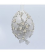 Peter Priess of Salzburg Hand Painted Easter Egg - White Pearls -- TEMPORARILY OUT OF STOCK