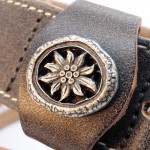 NEW - Leather Belt with Pewter Edelweiss