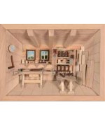 German wooden 3D-picture box-Diorama Carpenter Shop nature