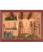 German wooden 3D-picture box-Diorama Farmer Shed Painted