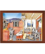 German wooden 3D-picture box-Diorama Bricklayer's Room