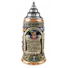 500 Year Anniversary German Beer Purity Law Beer Stein Full Color 1L 