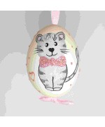Christmas Easter Salzburg Hand Painted Easter Egg - Pink Kitty