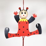 NEW - German Hampelmann Jumping Jack Wooden Toy - Ladybug