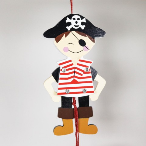 German Hampelmann Jumping Jack Wooden Toy - Pirate - TEMPORARILY OUT OF STOCK
