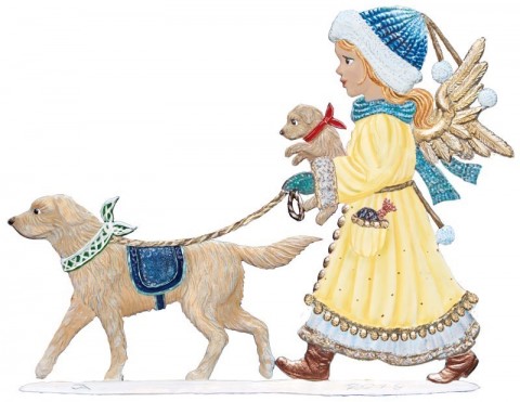 Angel Walking Dogs 2019 Wilhelm Schweizer Christmas Pewter