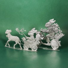 Special Set - Wilhelm Schweizer Unpainted Pewter - Bunnies on Wheels