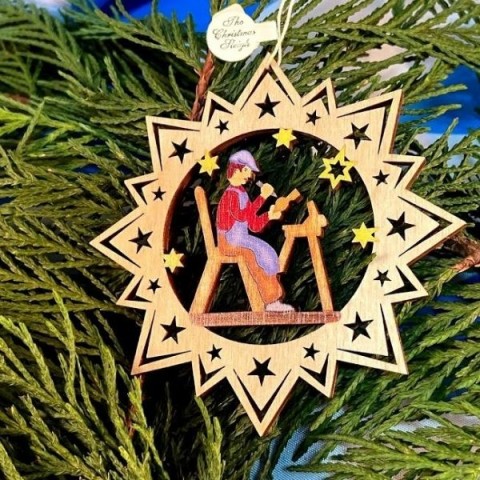 ** NEW **A Wooden Christmas Sleigh Ornament - Carpenter 