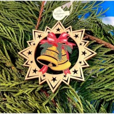 ** NEW **A Wooden Christmas Sleigh Ornament - Christmas Bells