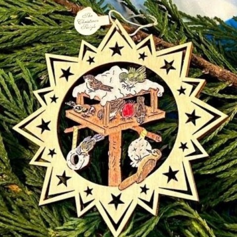 ** NEW **A Wooden Christmas Sleigh Ornament - Bird Feeder