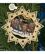 ** NEW **A Wooden Christmas Sleigh Ornament - Family Ride