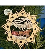 ** NEW **A Wooden Christmas Sleigh Ornament - Horse Drawn