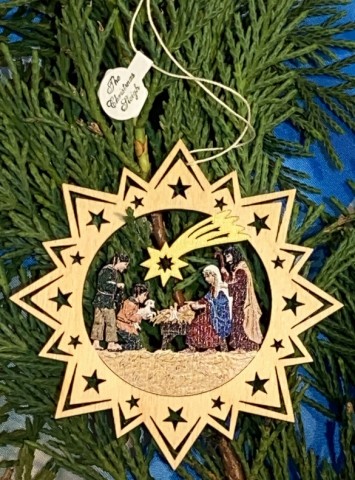 A Wooden Christmas Sleigh Ornament - Nativity - TEMPORARILY OUT OF STOCK