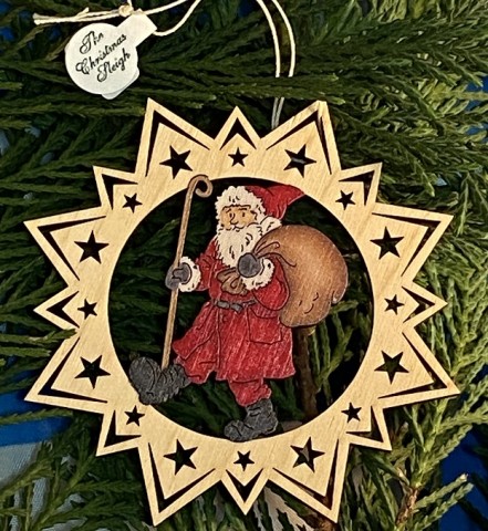 A Wooden Christmas Sleigh Ornament - Santa Walking - TEMPORARILY OUT OF STOCK