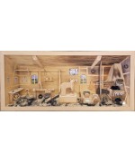 NEW - German Wooden 3D Picture Box Blacksmith Natural Finish