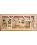 NEW - German Wooden 3D Picture Box Carpenter Workshop Natural Finish
