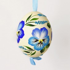 Christmas Easter Salzburg Hand Painted Easter Egg - Blue Flowers - TEMPORARILY OUT OF STOCK