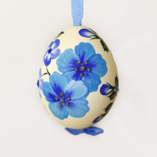 NEW - Christmas Easter Salzburg Hand Painted Easter Egg - Blue Flowers
