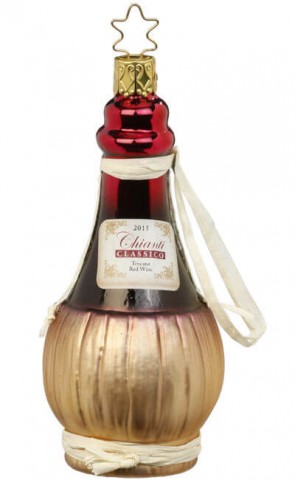 Inge Glas Chianti Wine Bottle Glass Ornament
