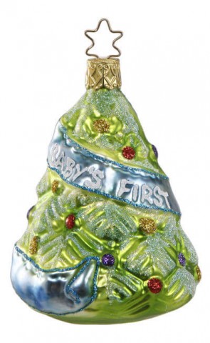 Inge Glas "Baby's First Christmas" Glass Ornament - Blue