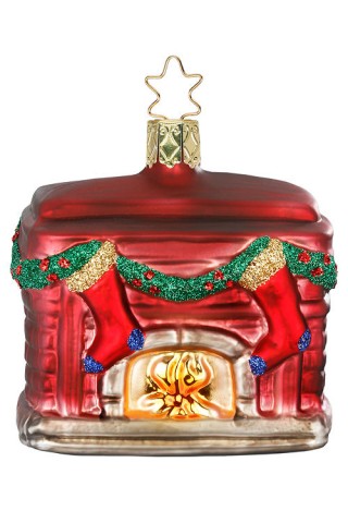 Inge Glas Christmas Fireplace Glass Ornament