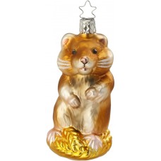 NEW - Inge Glas Herbie Hamster Glass Ornament